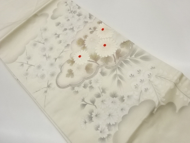 JAPANESE NAGOYA OBI / HAND PAINTED / KINSAI / EMBROIDERY / FLOWERS